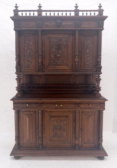 Very Fine French Carved Walnut Gallery Top Buffet Sideboard Cupboard MINT!