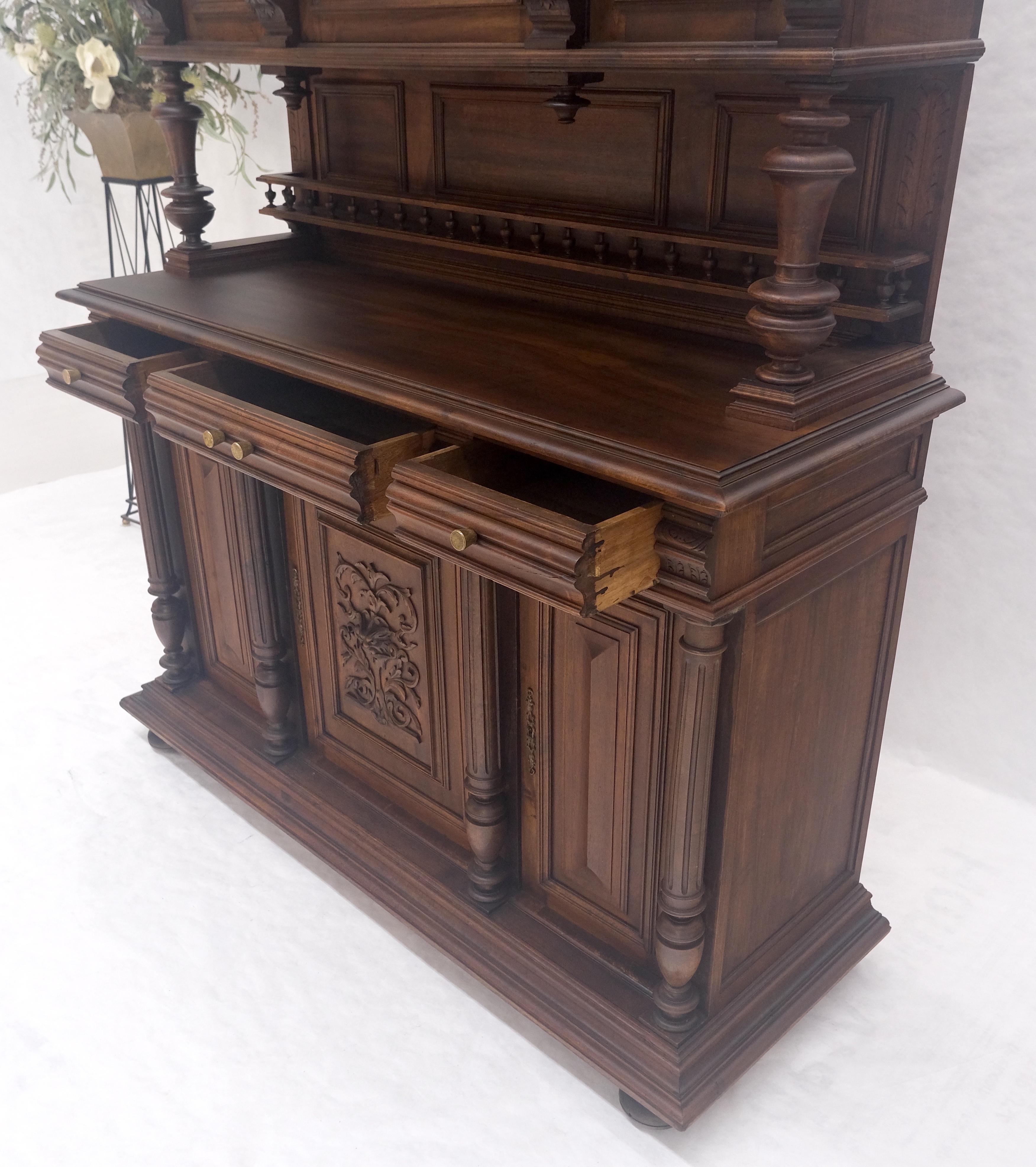 Very Fine French Carved Walnut Gallery Top Buffet Sideboard Cupboard MINT! For Sale 3