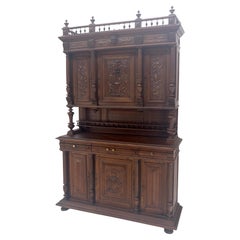 Very Fine French Carved Walnut Gallery Top Buffet Sideboard Cupboard MINT!