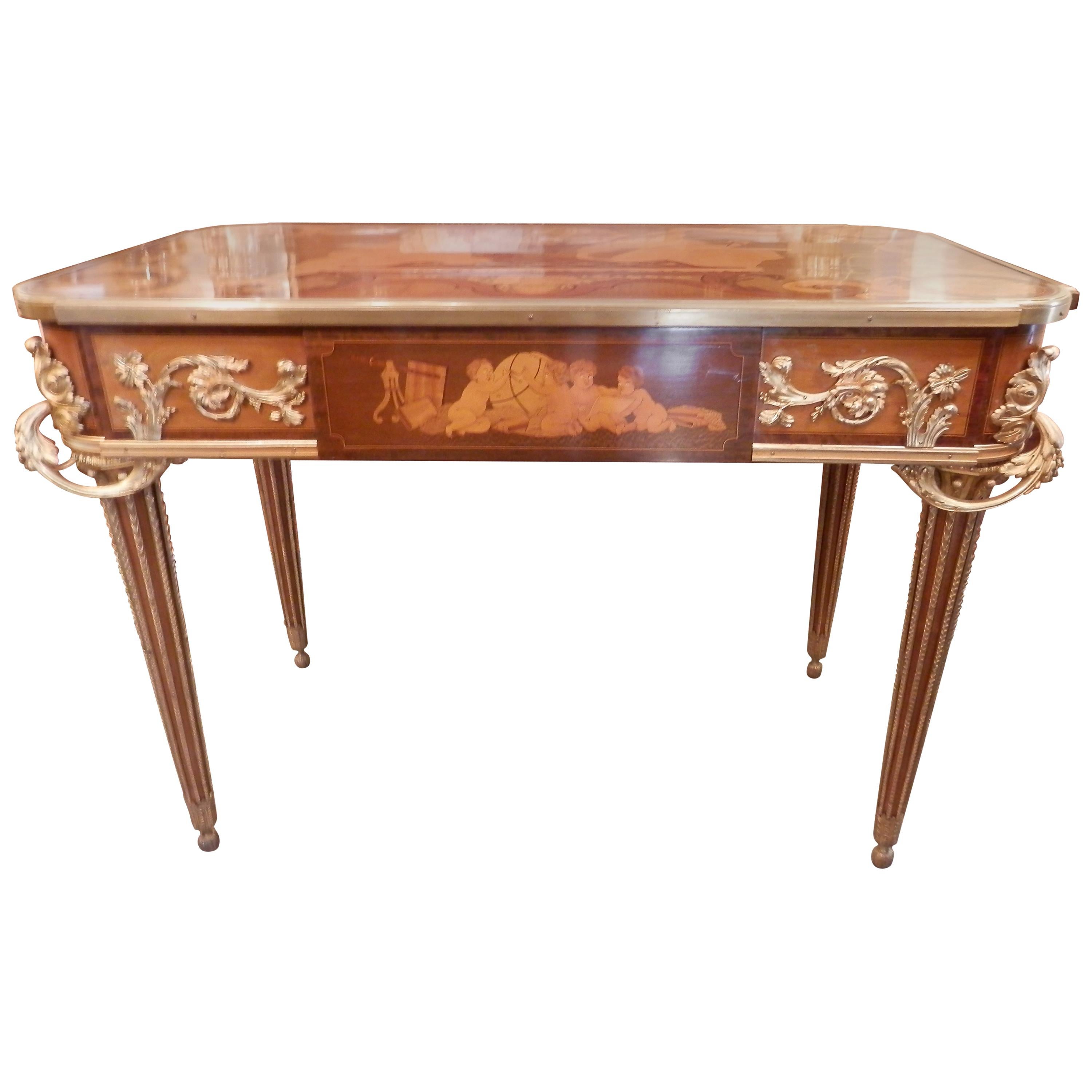 Very Fine French Inlayed and Gilt Bronze Console Signed Alfred Beurdeley