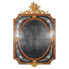 Very fine French Louis XVI style wood and Gilt Bronze Wall Mirror