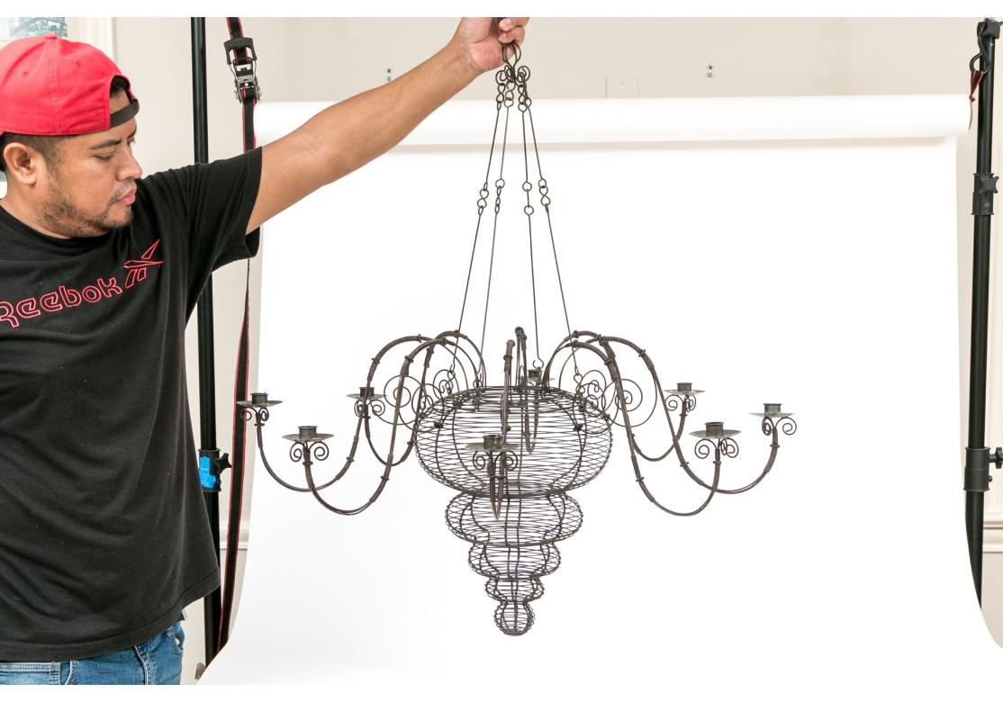 French Provincial Very Fine French Wire Candle Chandelier For Sale