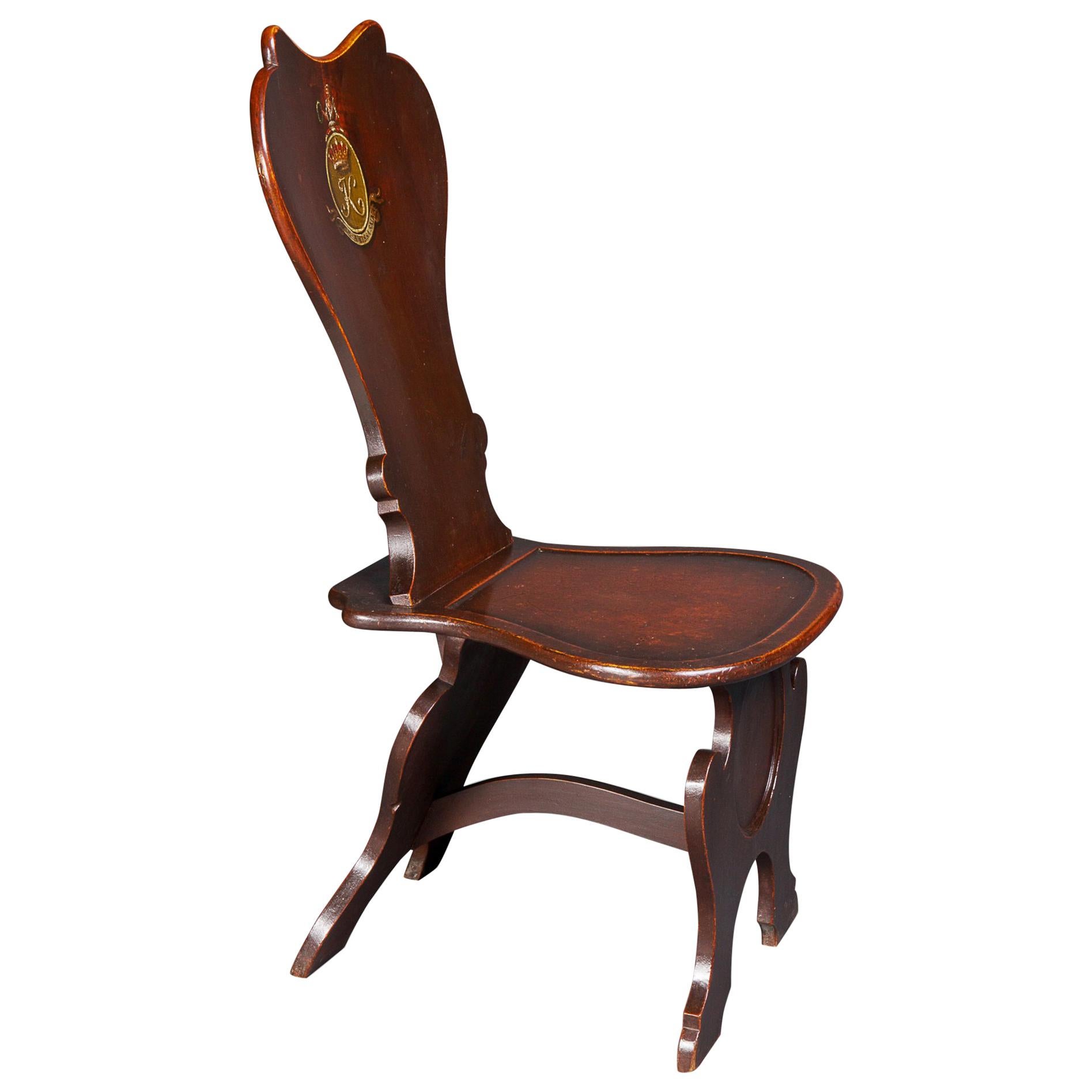 Very Fine George II Mahogany Spoon-Back Hall Chair for the Earls of Kintore For Sale