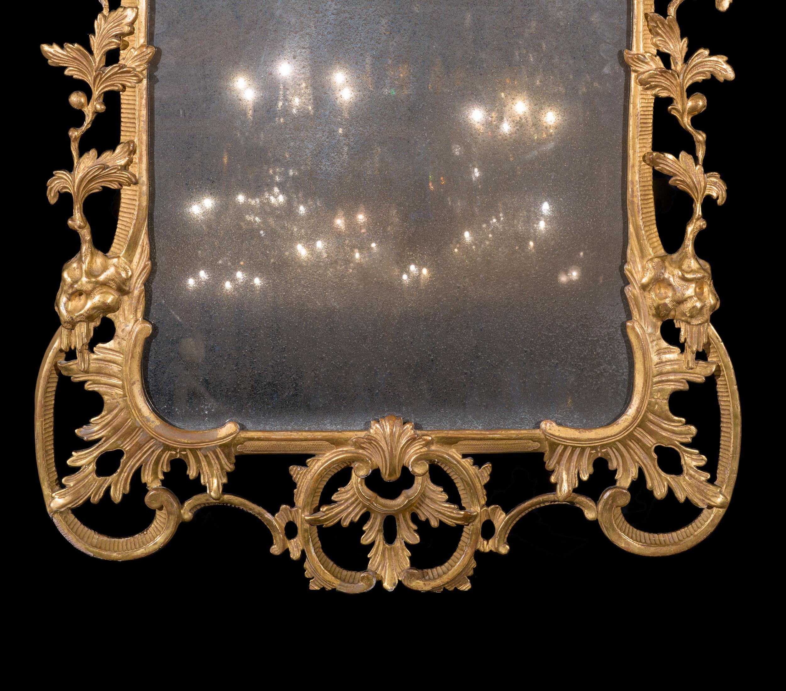English Very Fine George III Giltwood Wall Mirror with Mercury Plate For Sale