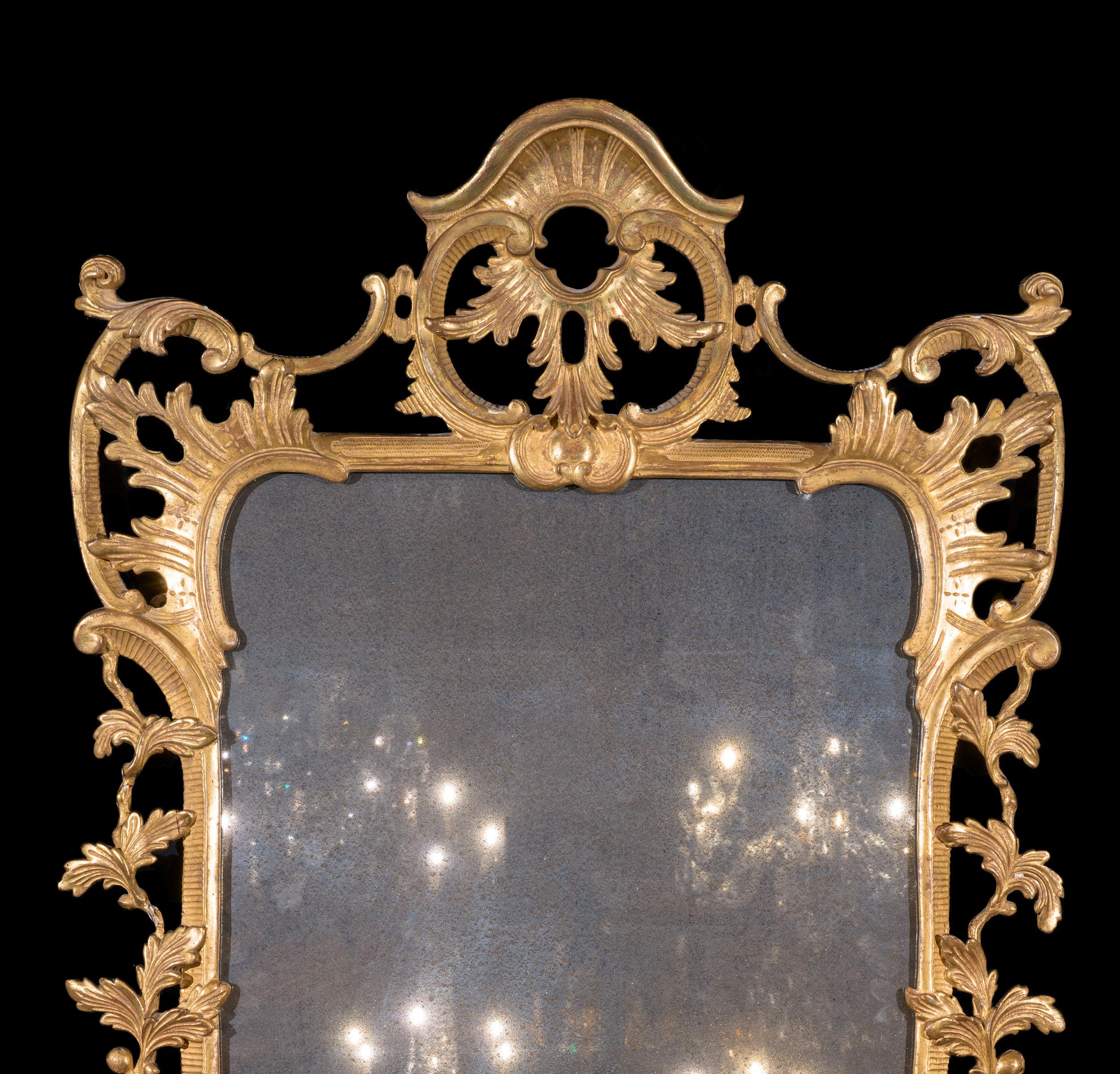 Very Fine George III Giltwood Wall Mirror with Mercury Plate In Good Condition For Sale In London, GB