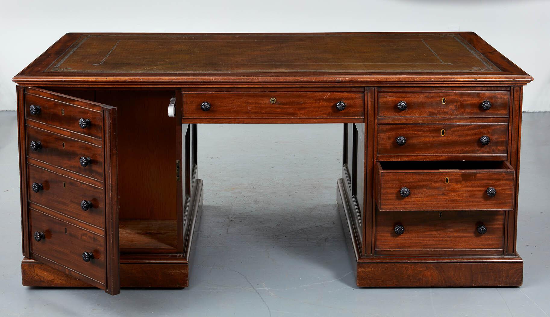 Early 19th Century Very Fine George IV Mahogany and Ebony Partners Desk by Gillows For Sale