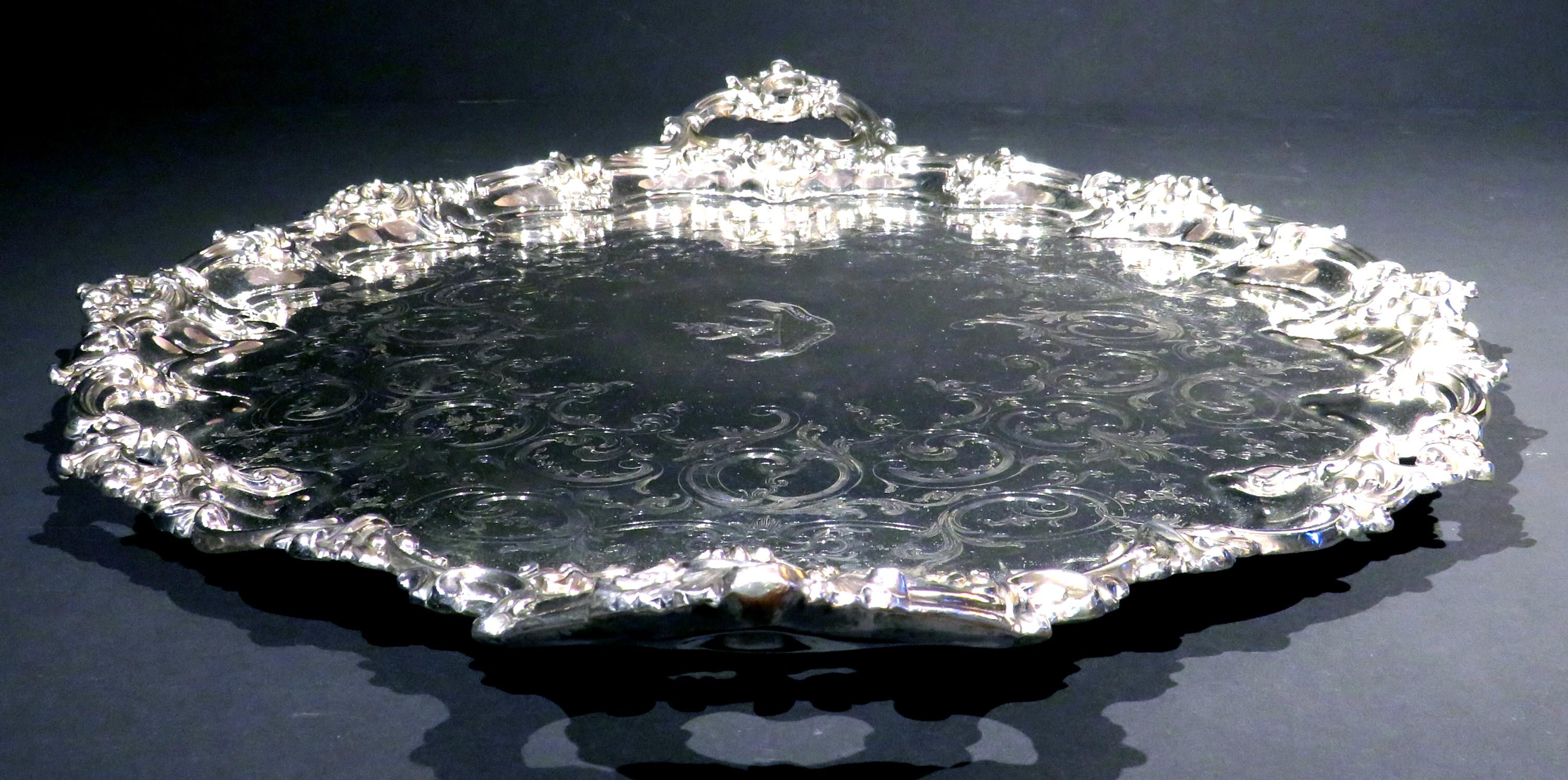 Bandeja de servicio georgiana muy fina en plato antiguo de Sheffield de Matthew Boulton en Bueno estado para la venta en Ottawa, Ontario