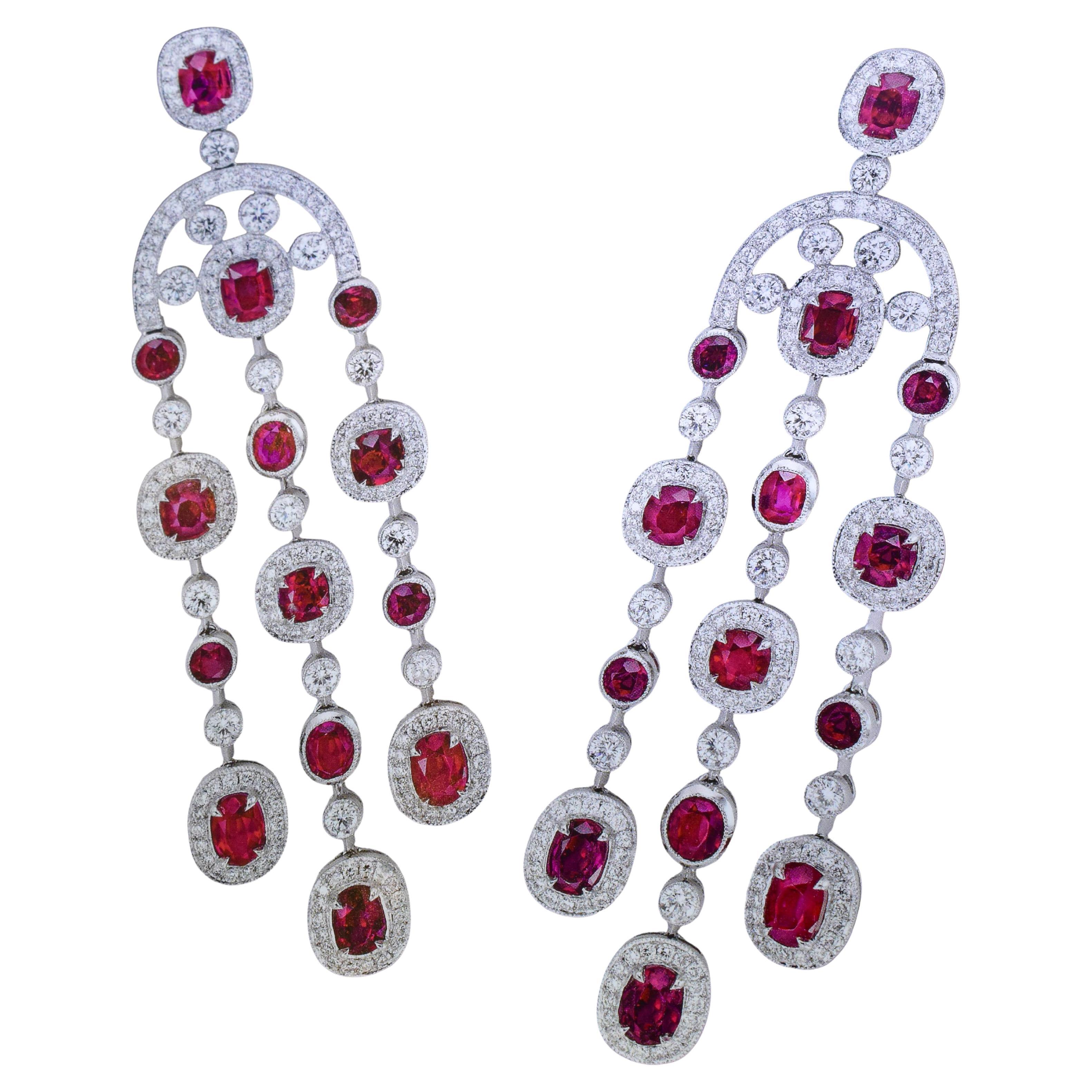 Very Fine GIA Certified unheated Ruby & Diamond Earring by Pierre/Famille For Sale 1