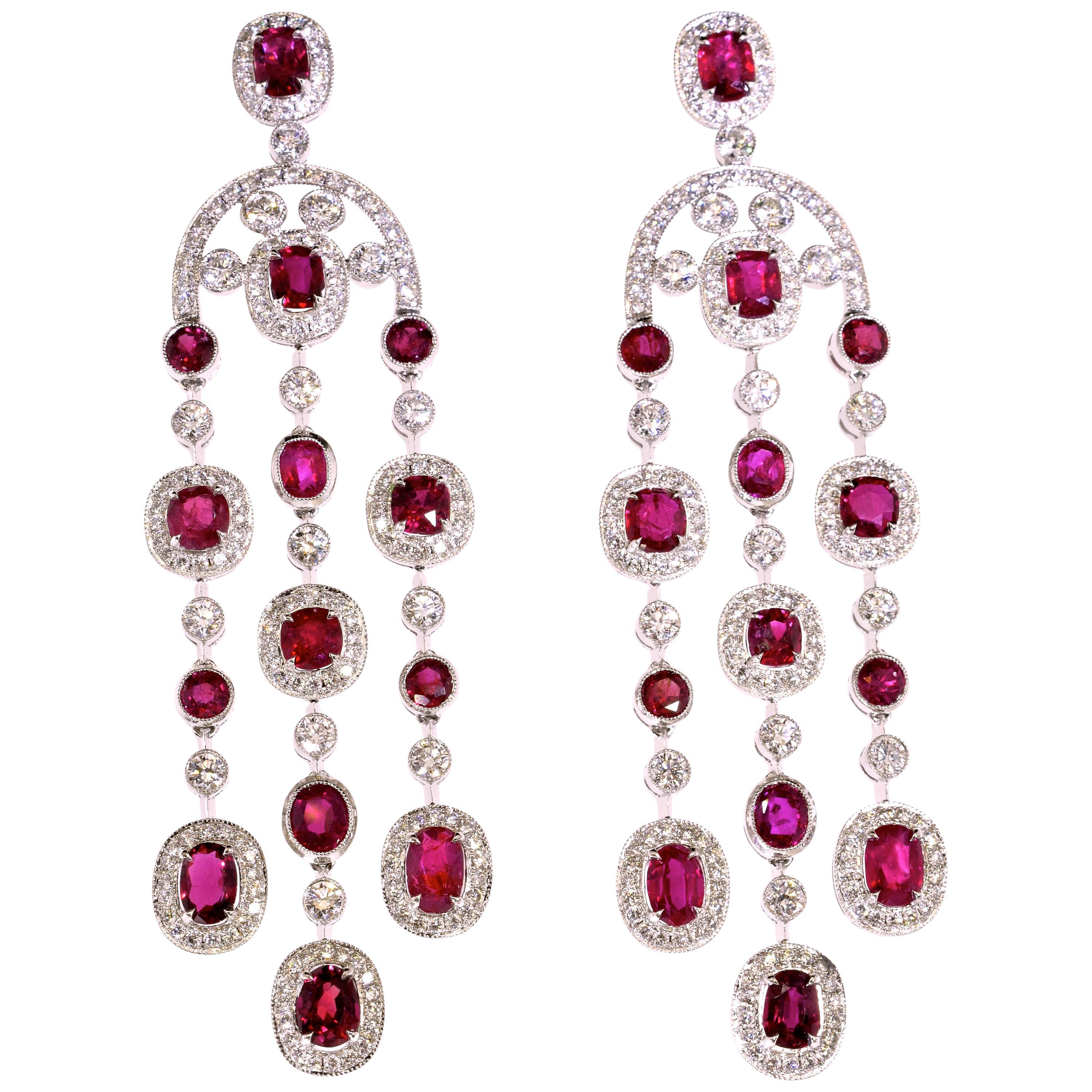 Very Fine GIA Certified unheated Ruby & Diamond Earring by Pierre/Famille For Sale 3