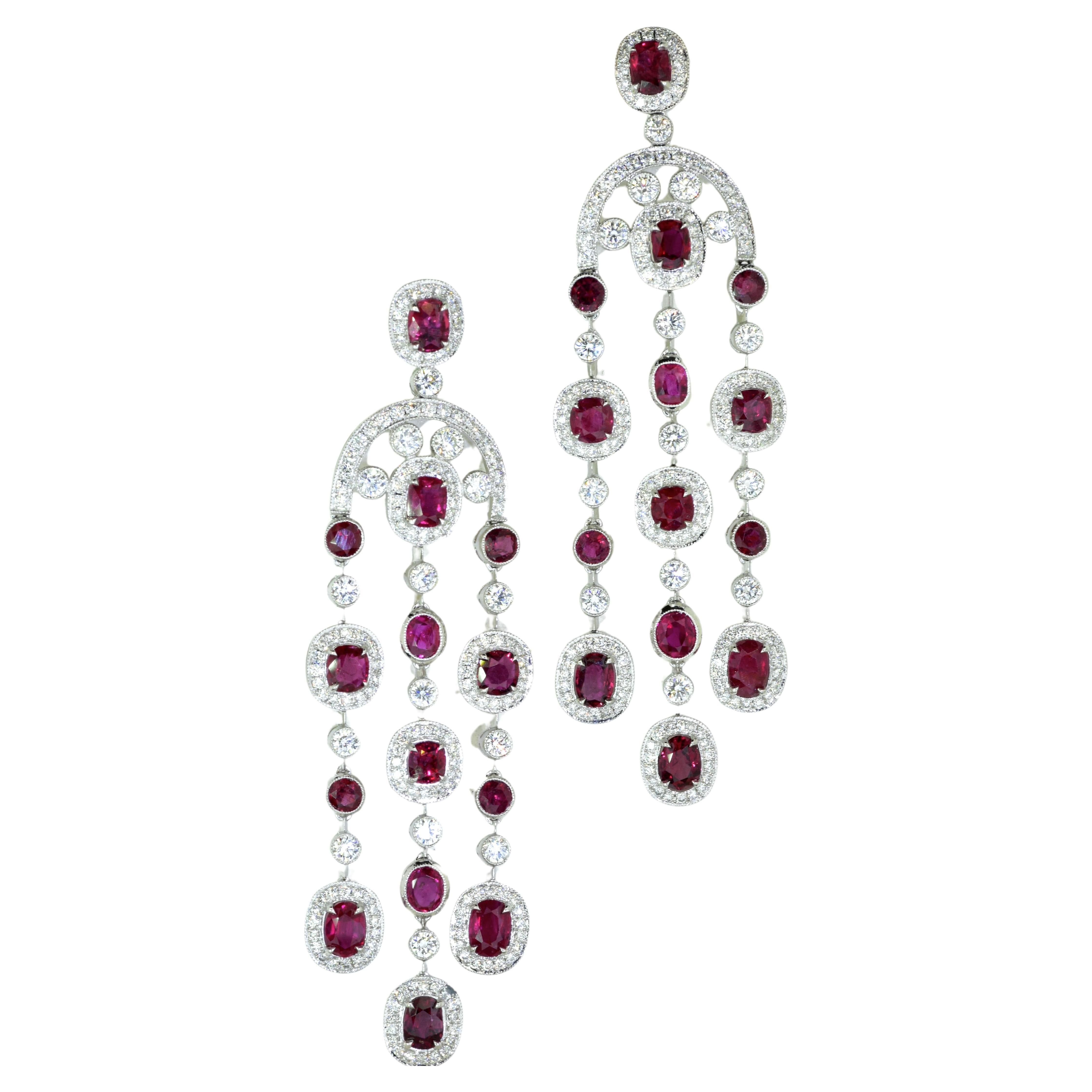 Very Fine GIA Certified unheated Ruby & Diamond Earring by Pierre/Famille For Sale