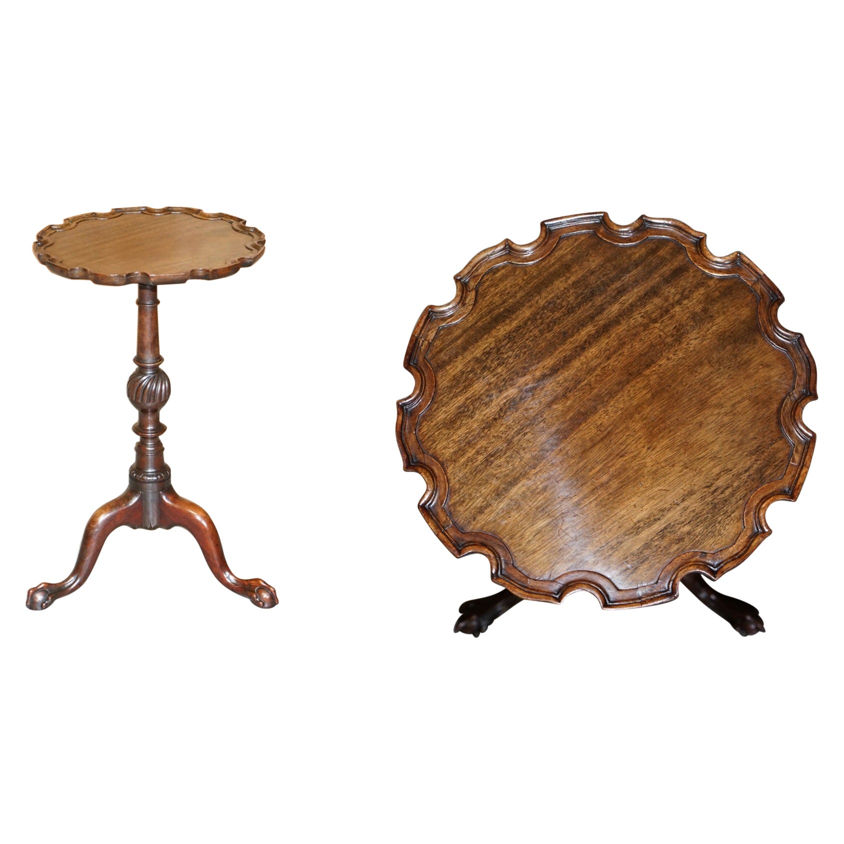 Very Fine Gillows of Lancaster Antique Hardwood Pie Crust Claw & Ball End Table