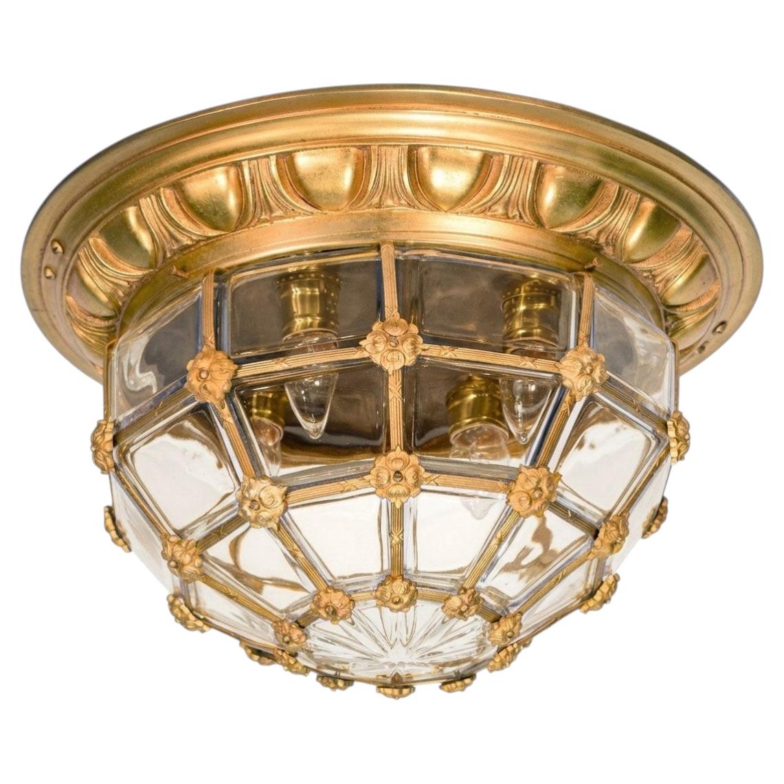 Very Fine Gilt Bronze and Blown Glass Plafonnier