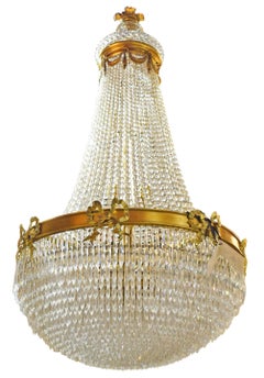 Very Fine Gilt Bronze and Crystal Basket Style Chandelier by Baccarat