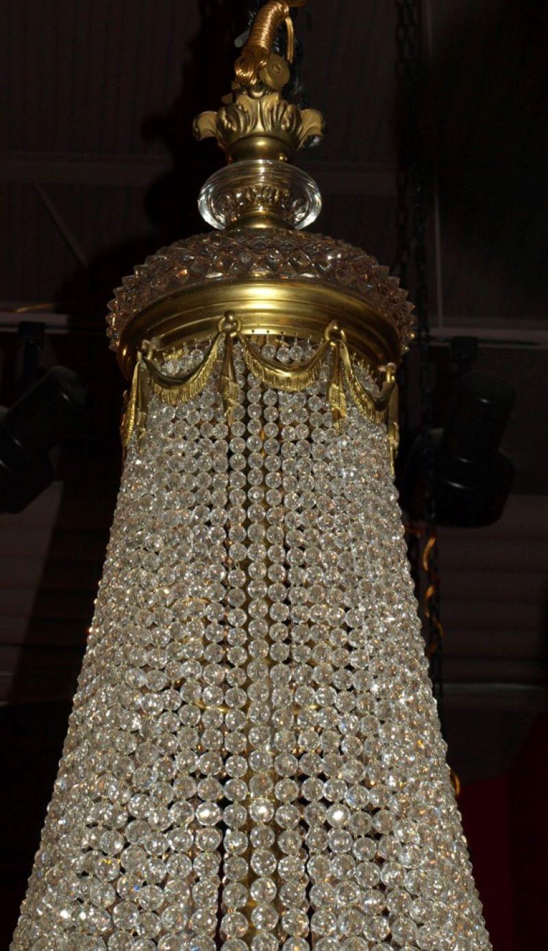Very Fine Gilt Bronze and Crystal Basket Style Chandelier by Baccarat For Sale 1