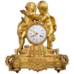 Antique Very Fine Gilt Bronze Clock