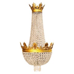 Feiner Kronleuchter "Basket" aus vergoldeter Bronze und Kristall von Baccarat