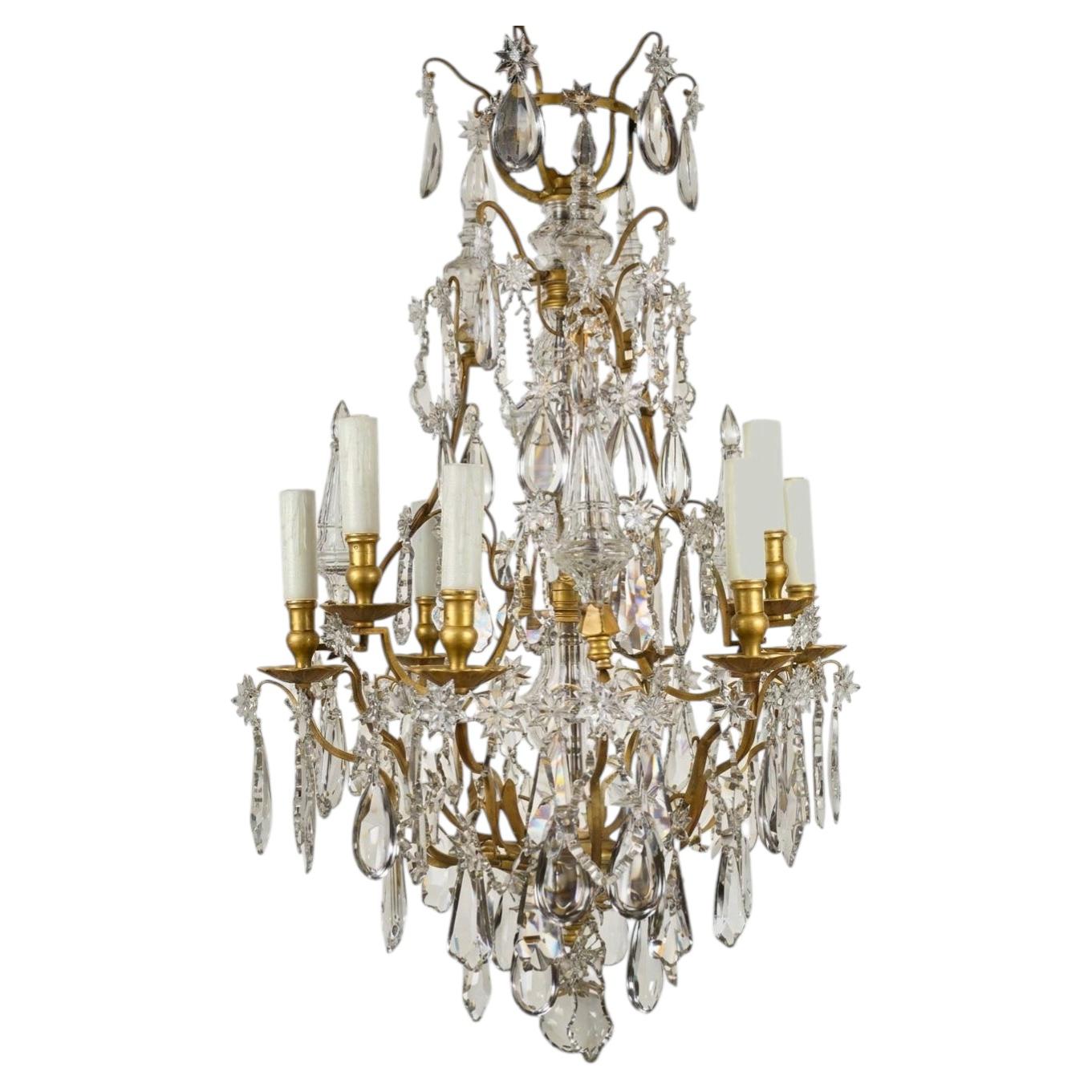 Very Fine Gilt Bronze & Crystal Chandelier For Sale