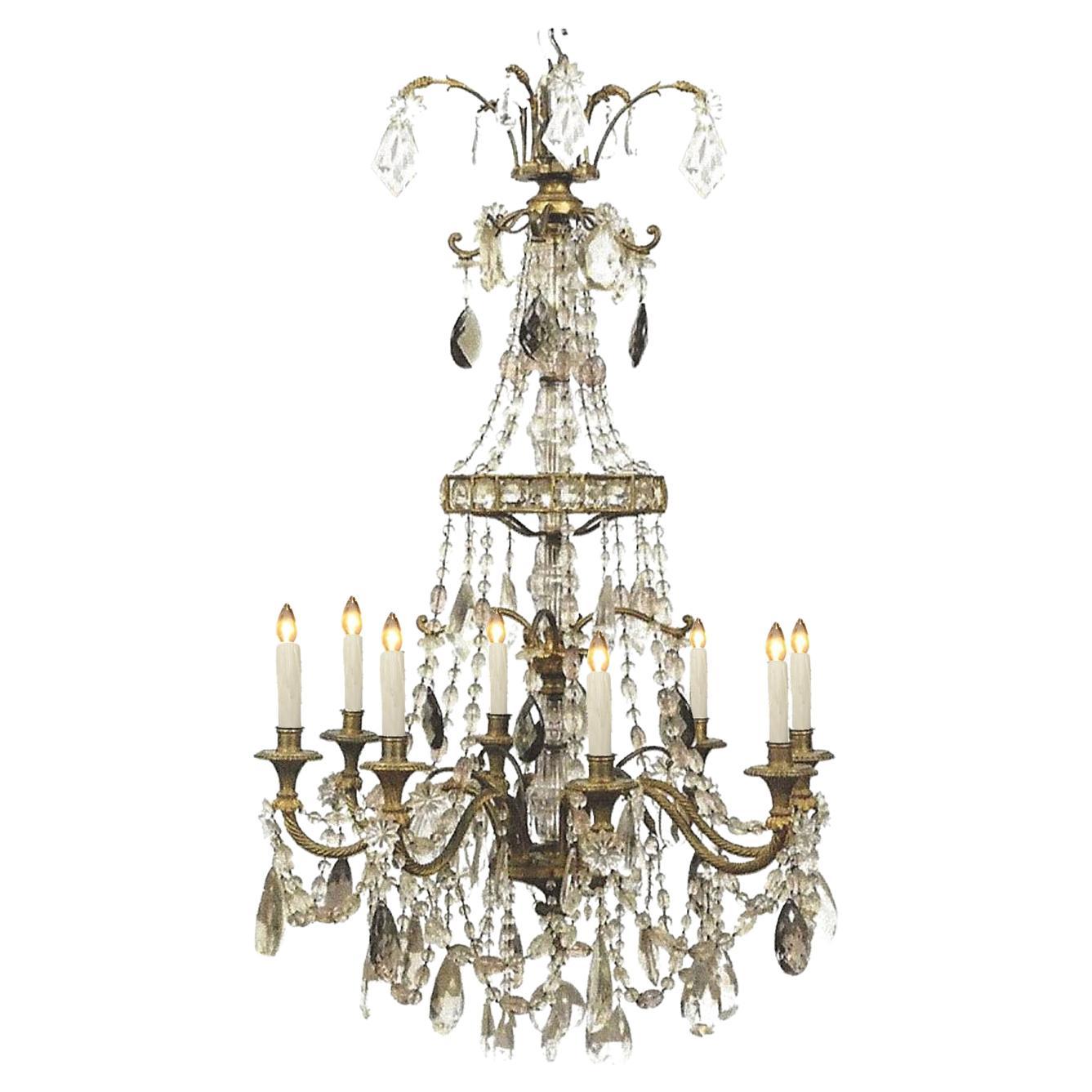 Very Fine Gilt Bronze & Crystal Napoleon III Style Chandelier For Sale