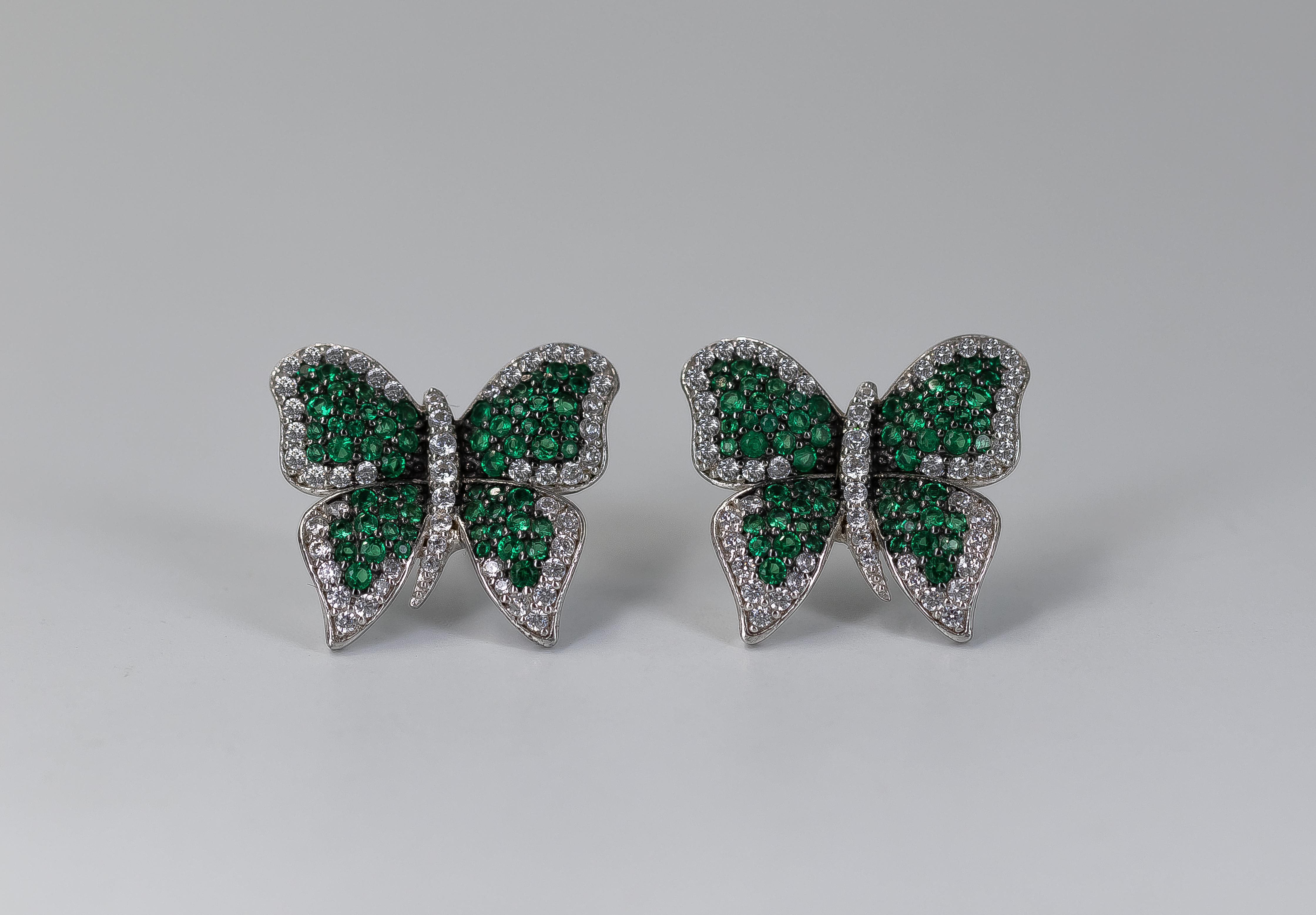 Modern Very Fine Green Butterfly Earrings