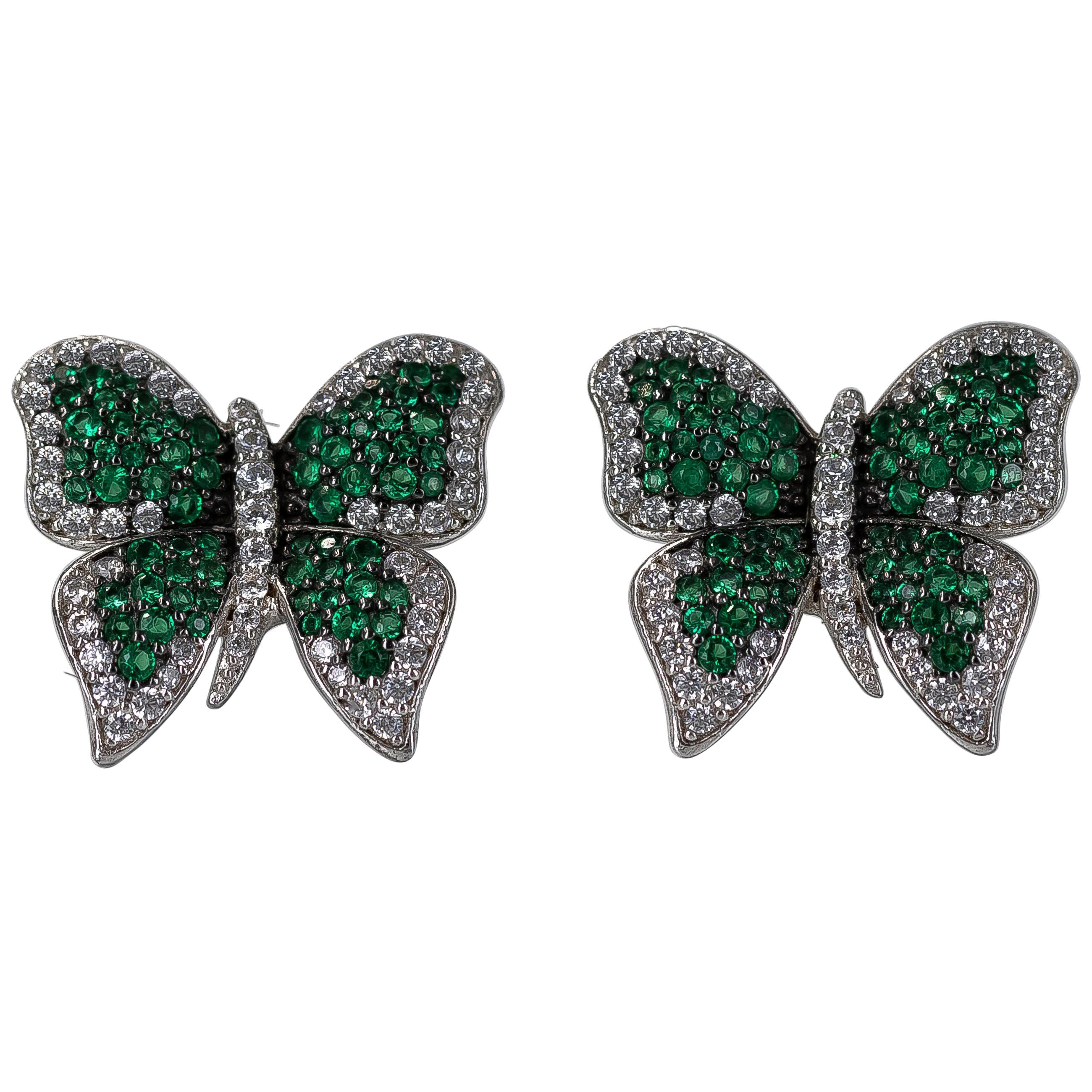 Very Fine Green Butterfly Earrings