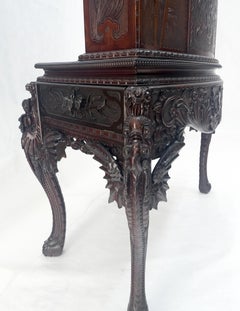 Very Fine Heavily Carved Solid Mahogany Japanese Curved Desk Multiple Drawers