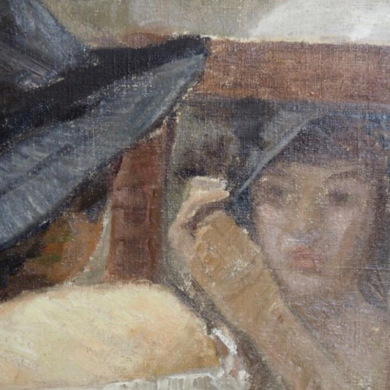 Sehr schönes impressionistisches Gemälde, signiert, Öl auf Leinwand, ca. 1880-1910 im Zustand „Gut“ im Angebot in Aalsgaarde, DK