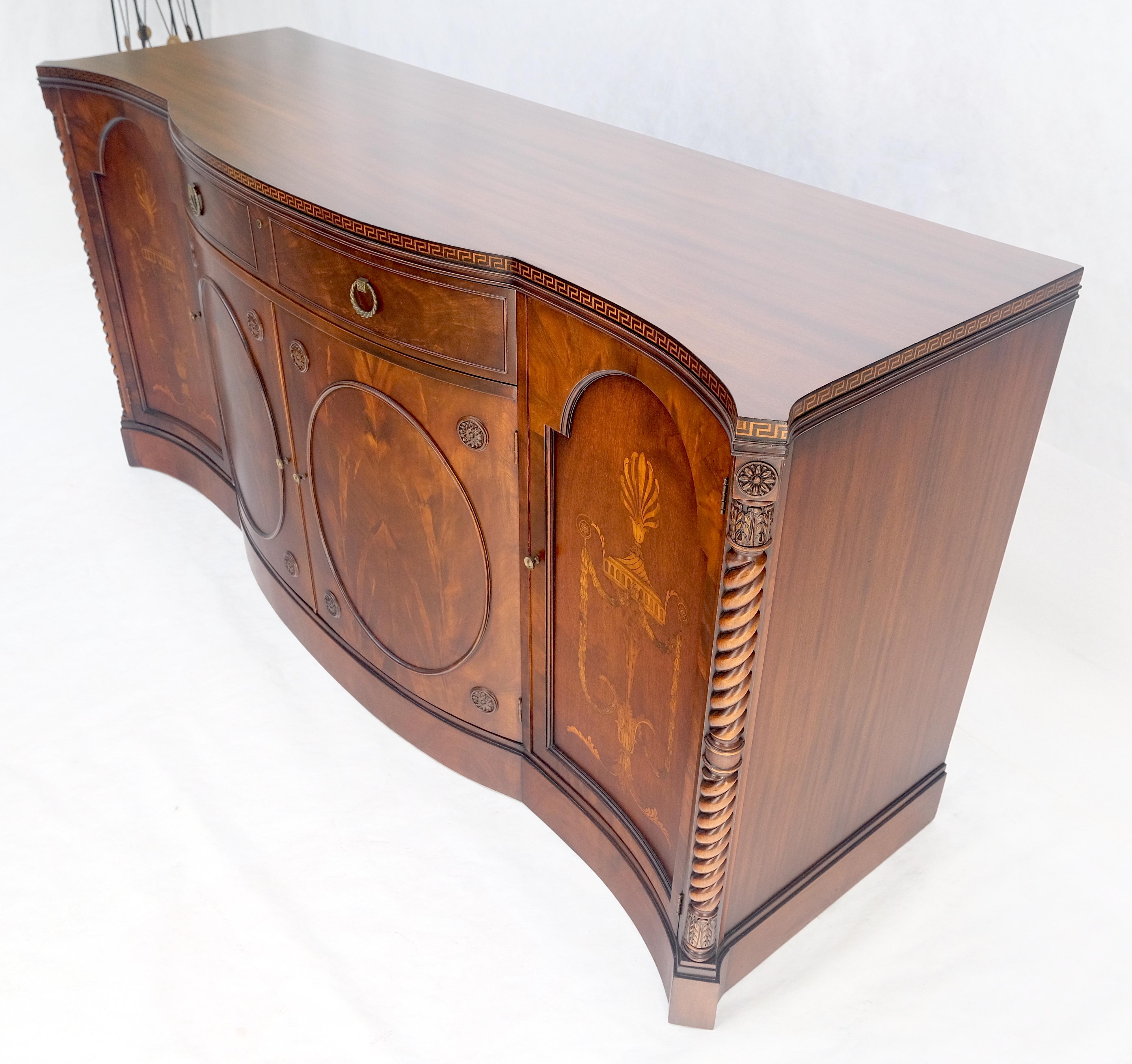 Credenza mobile in mogano con fronte a serpentina intarsiata MINT! in vendita 5