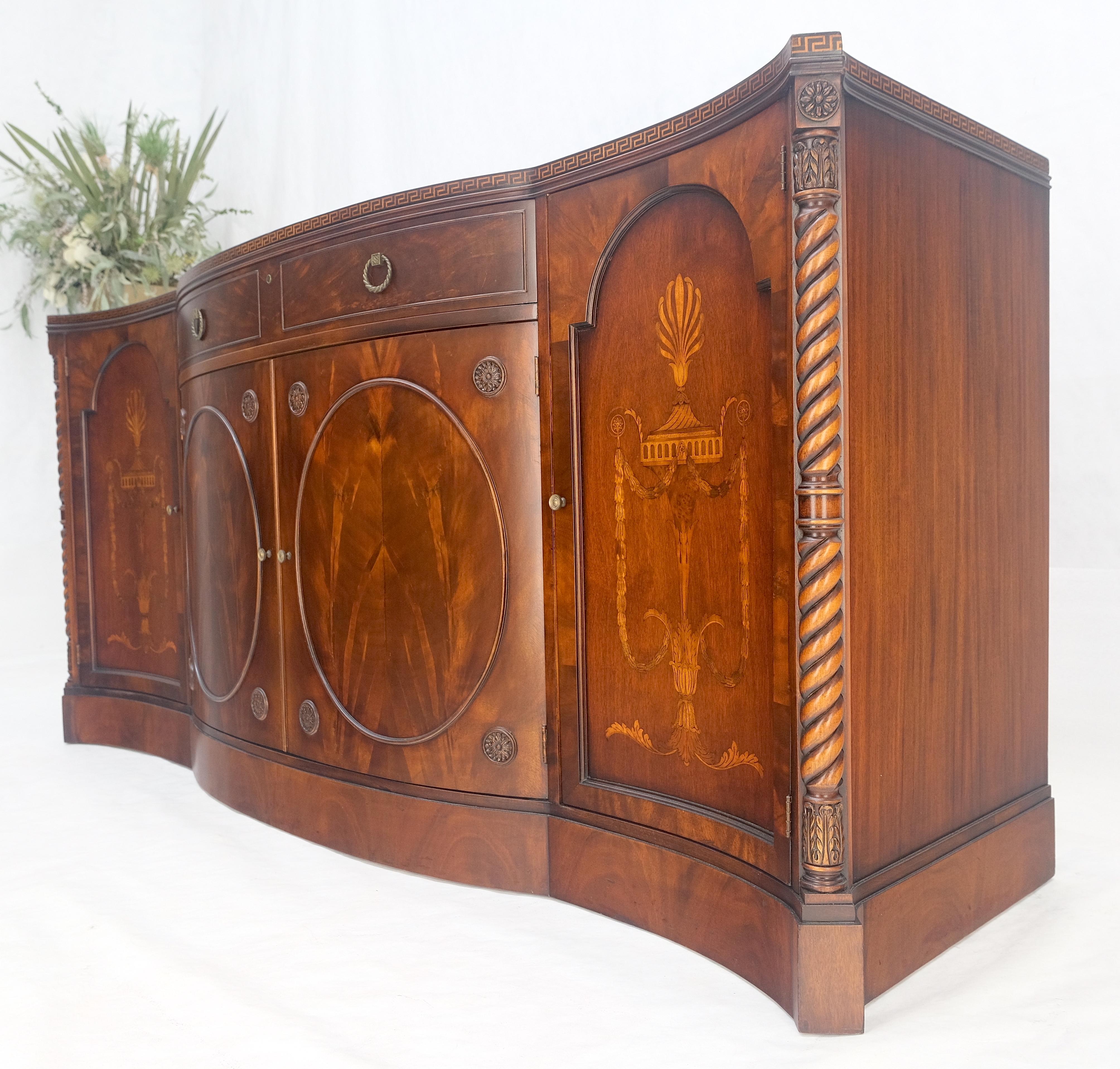 Credenza mobile in mogano con fronte a serpentina intarsiata MINT! in vendita 6