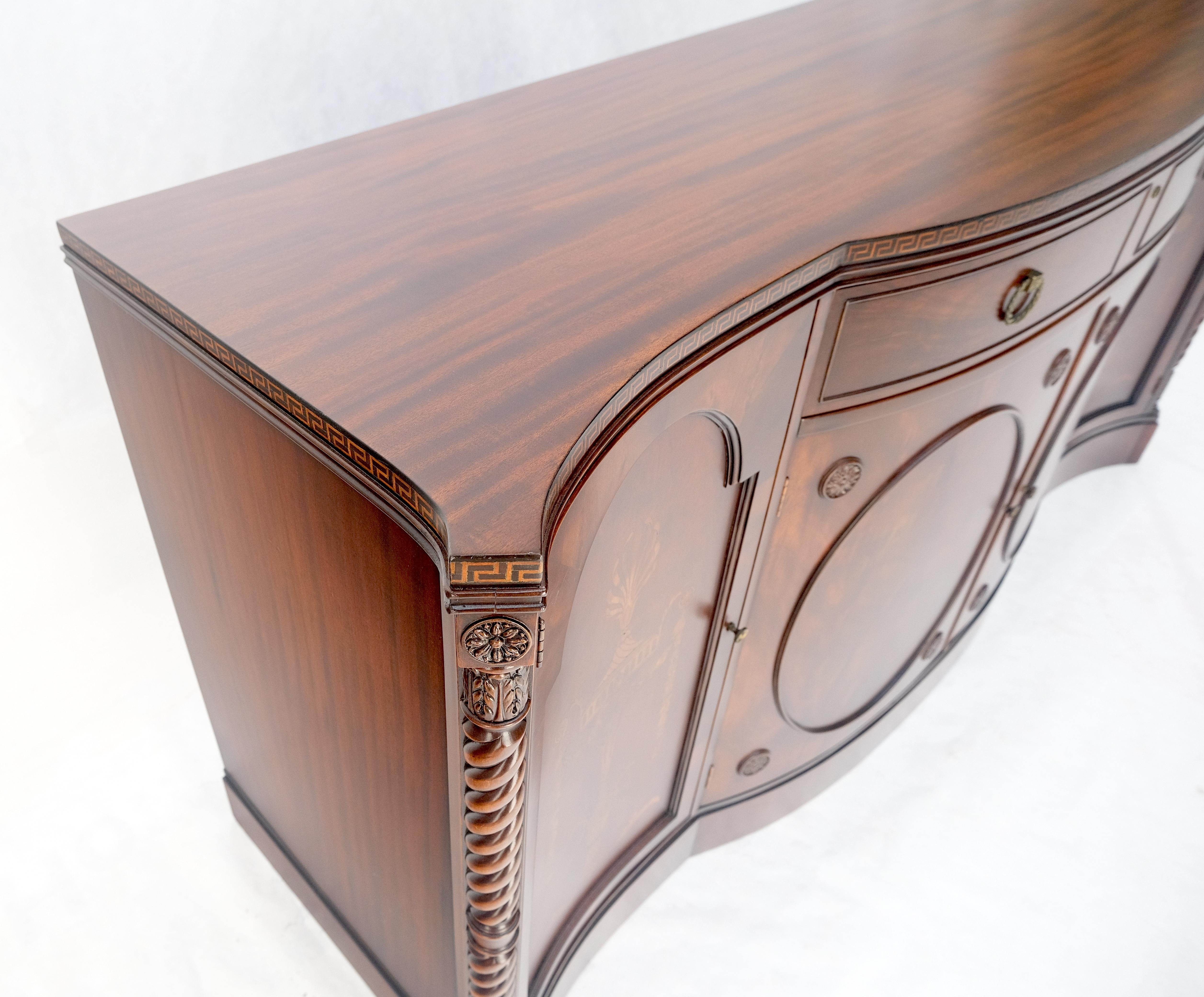 Credenza mobile in mogano con fronte a serpentina intarsiata MINT! in vendita 10