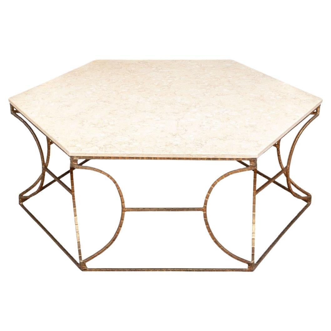 Mesa de cóctel hexagonal con tapa de piedra muy fina Interlude Home
