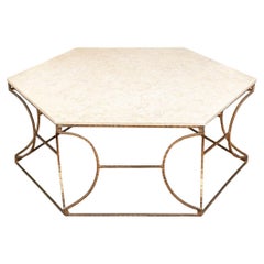 Very Fine Interlude Home Hexagonal Stone Top Cocktail Table