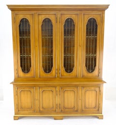 Very Fine John Widdicomb Gilt Trim Brass Grill Hutch Light Walnut Stunning MINT!