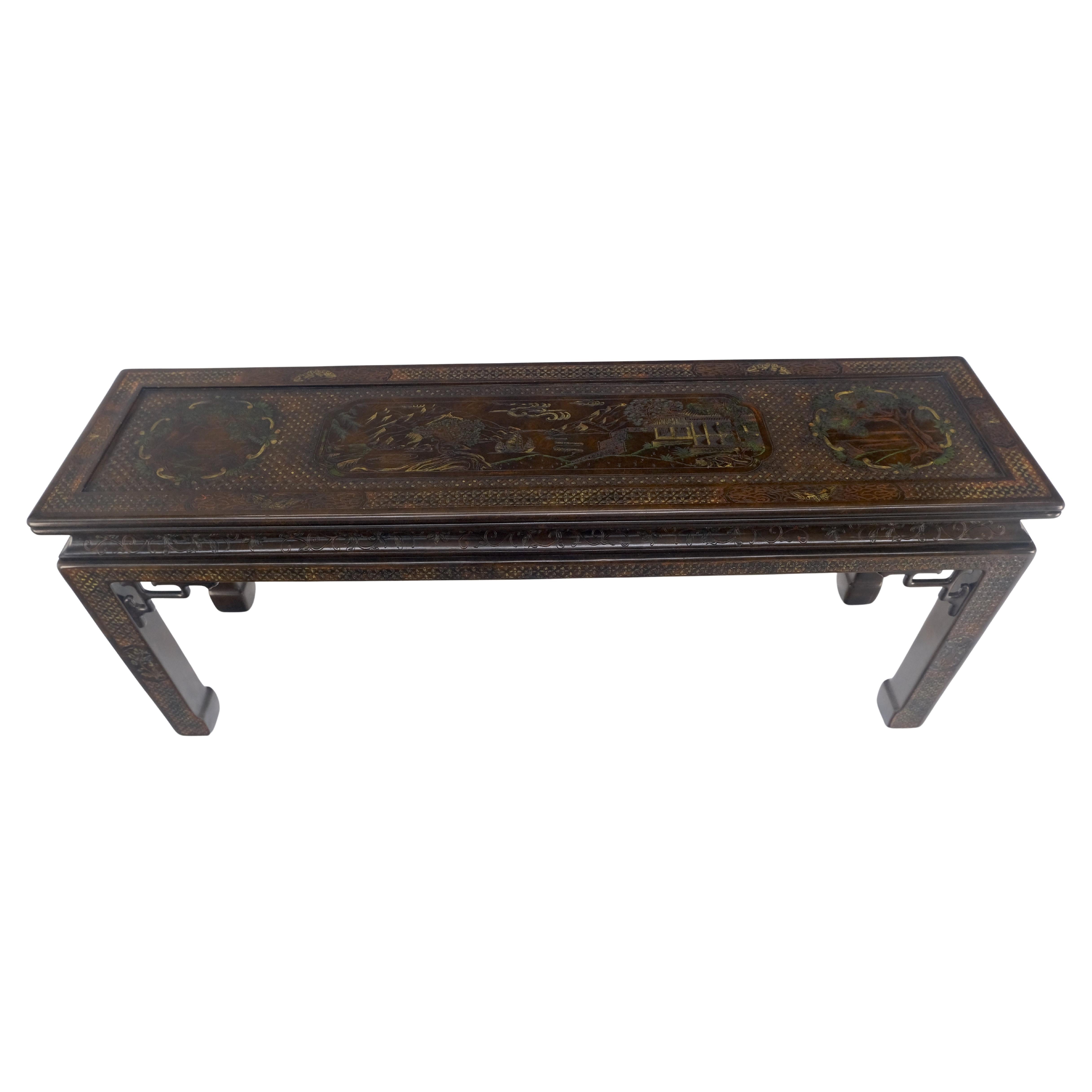 Lacquered Very Fine John Widdicomb Lacquer Painted Decorated Console Sofa Table MINT For Sale