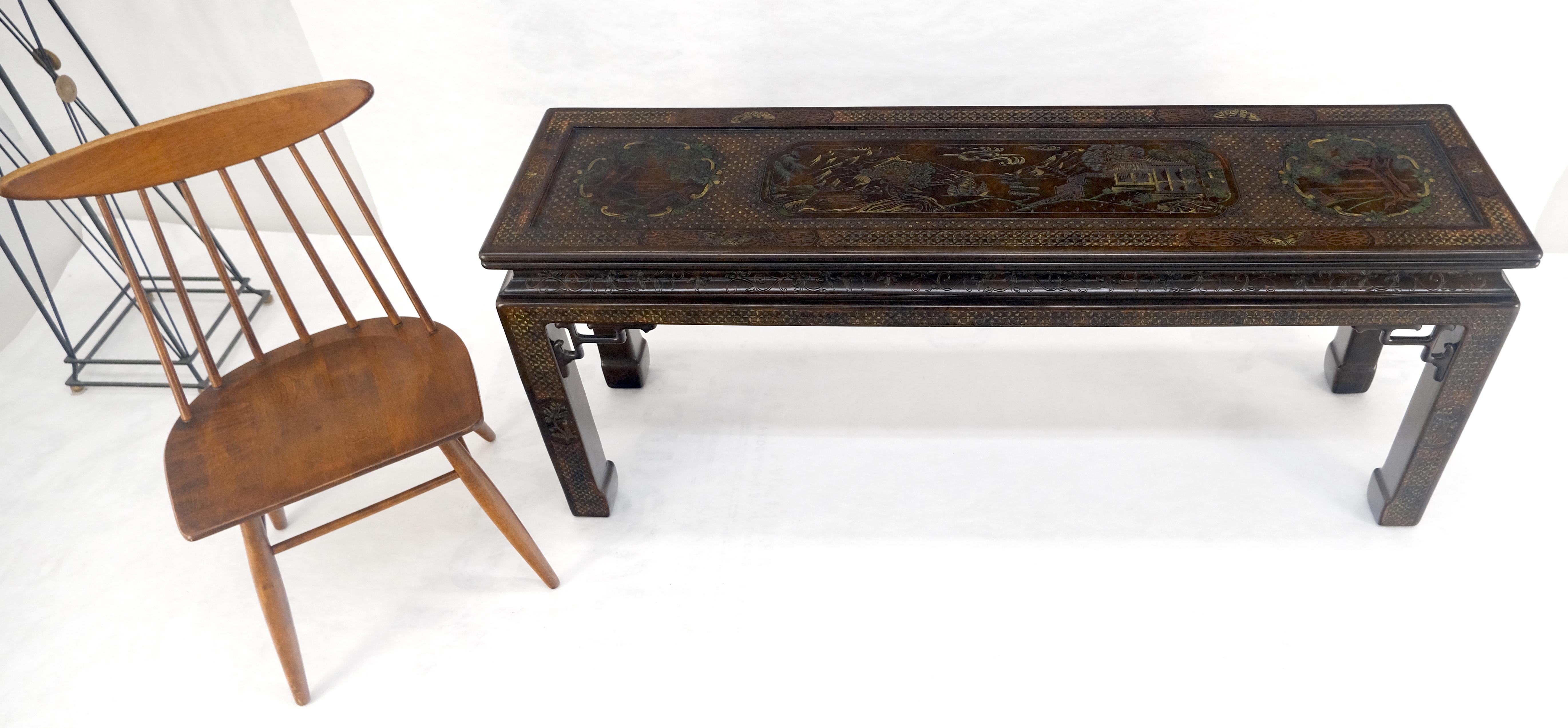 20th Century Very Fine John Widdicomb Lacquer Painted Decorated Console Sofa Table MINT For Sale