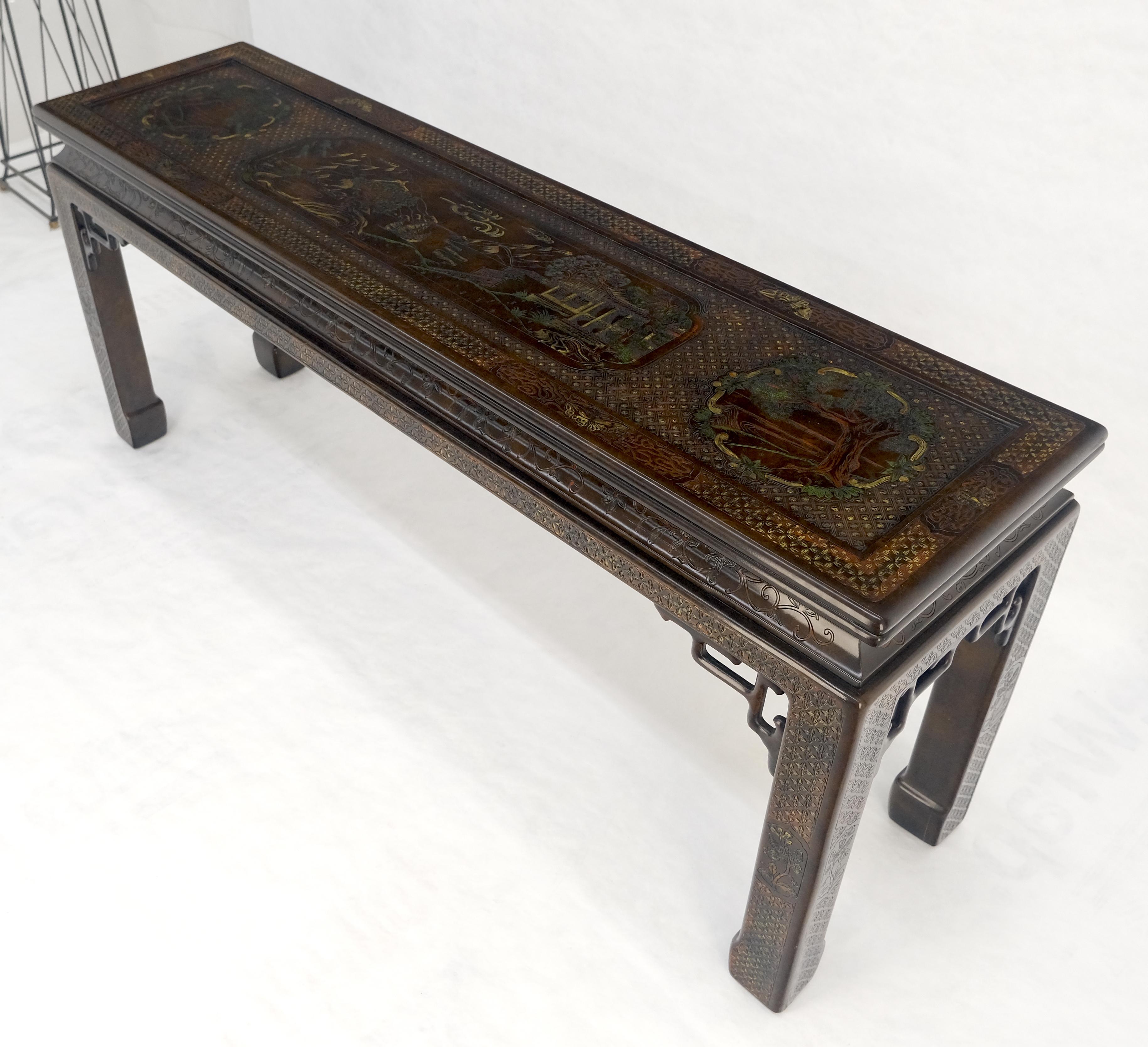 Very Fine John Widdicomb Lacquer Painted Decorated Console Sofa Table MINT For Sale 3