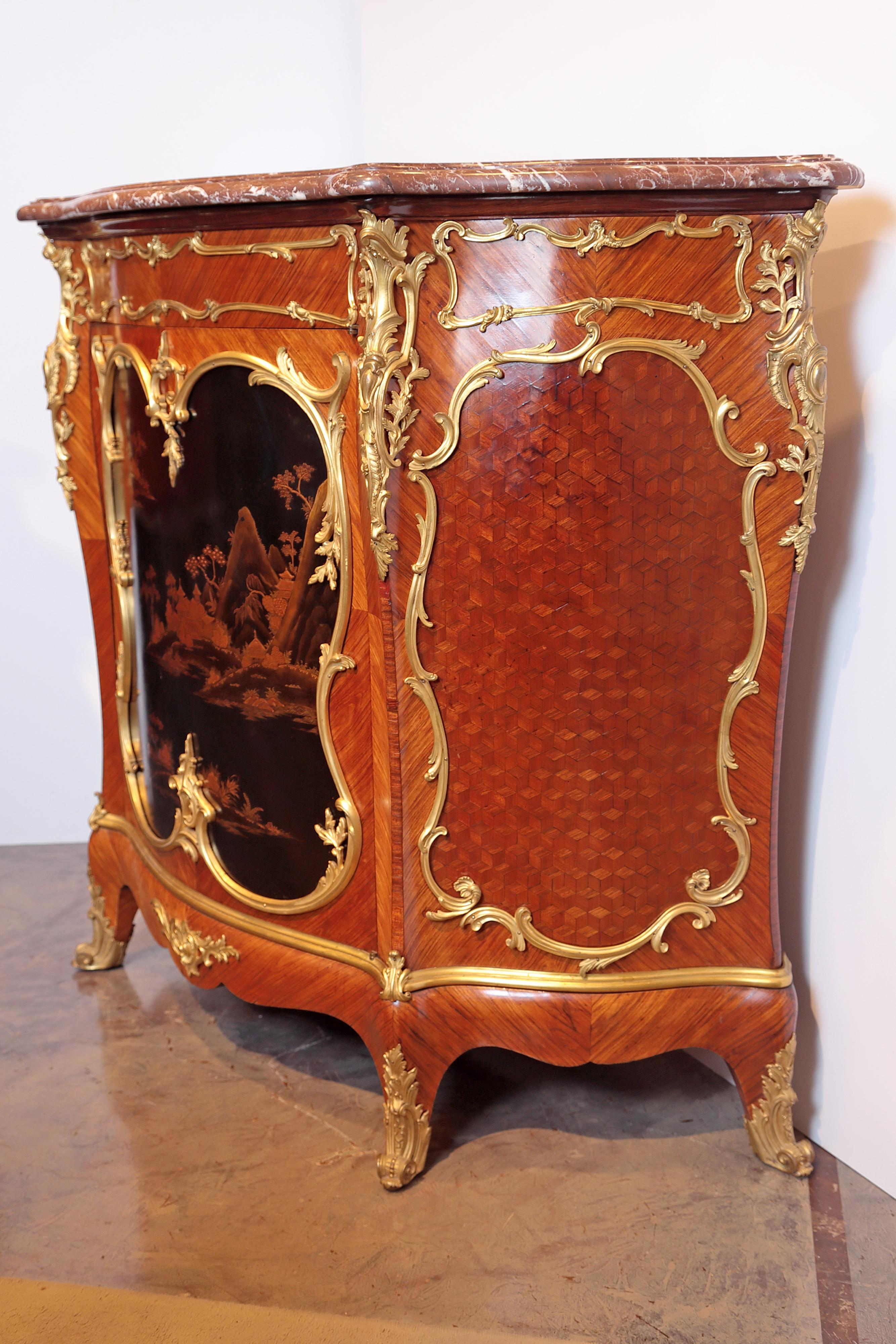 Louis XV Very Fine Lacquer Chinoiserie side cabinet by Victor Raulin For Sale