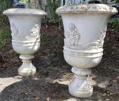 Very Fine Large 19th Century Carved Marble Planter - Urns, a Pair