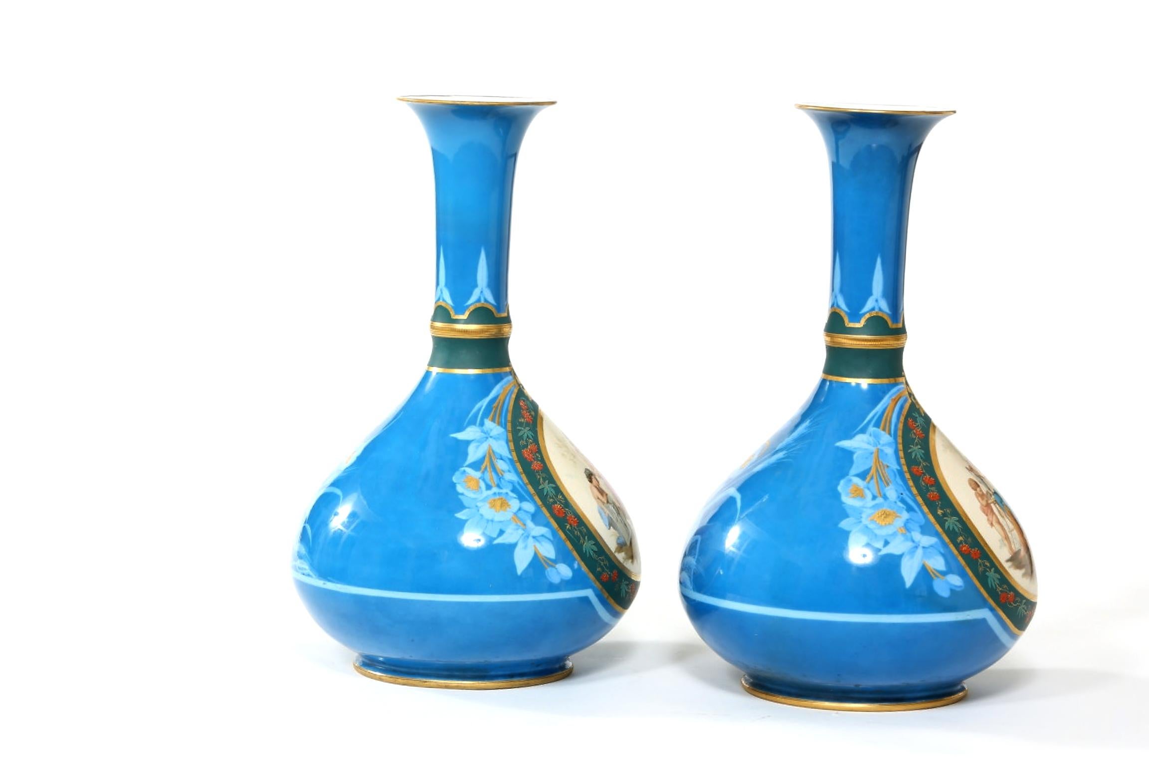 Very Fine Large Pair Old Paris Porcelain Vases 4