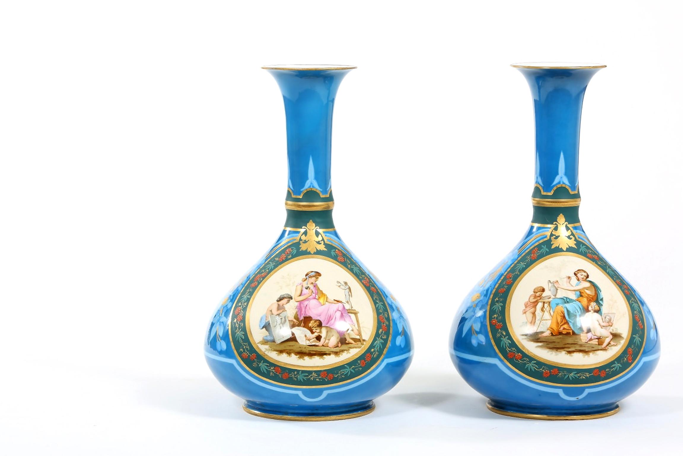 Very Fine Large Pair Old Paris Porcelain Vases 5