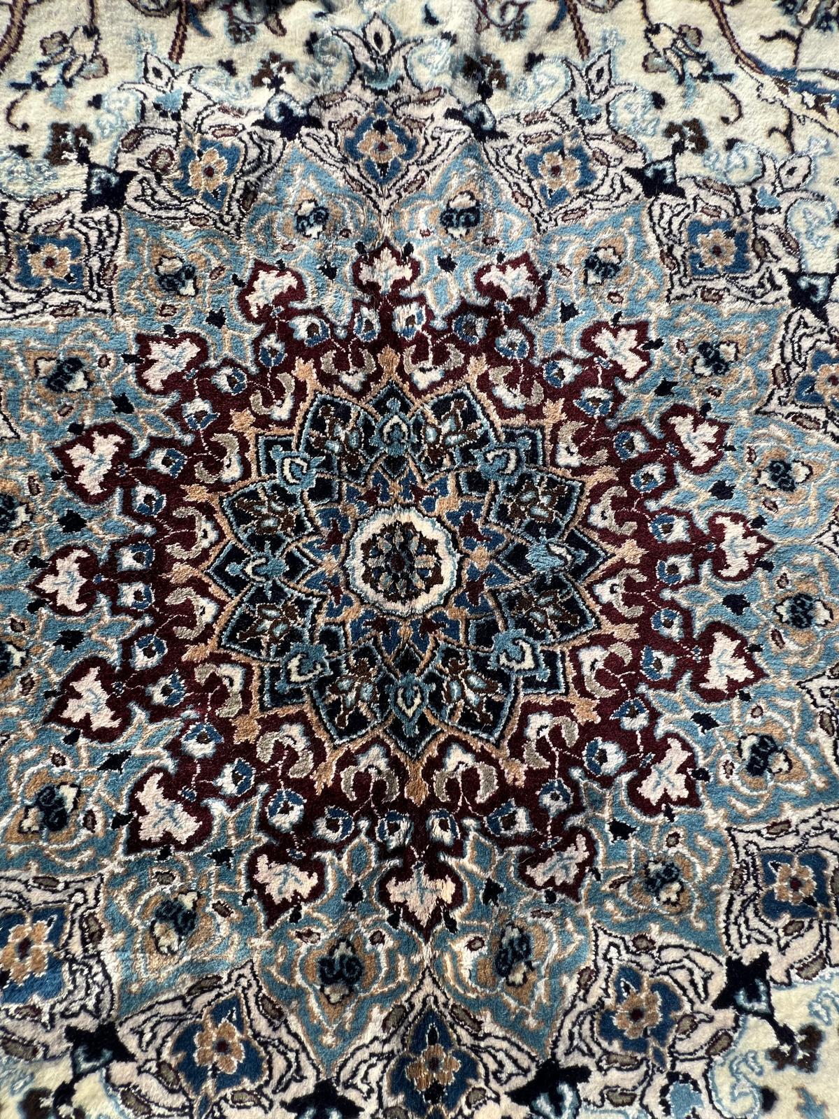 Feiner großer persischer Nain-Woll- und Seidenschal aus Persisch 11,4x16 im Angebot 2