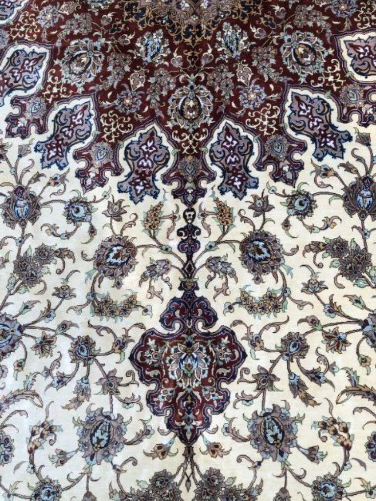 Hand-Knotted Very Fine Large Persian Silk Qum Rug 10' x 13' For Sale