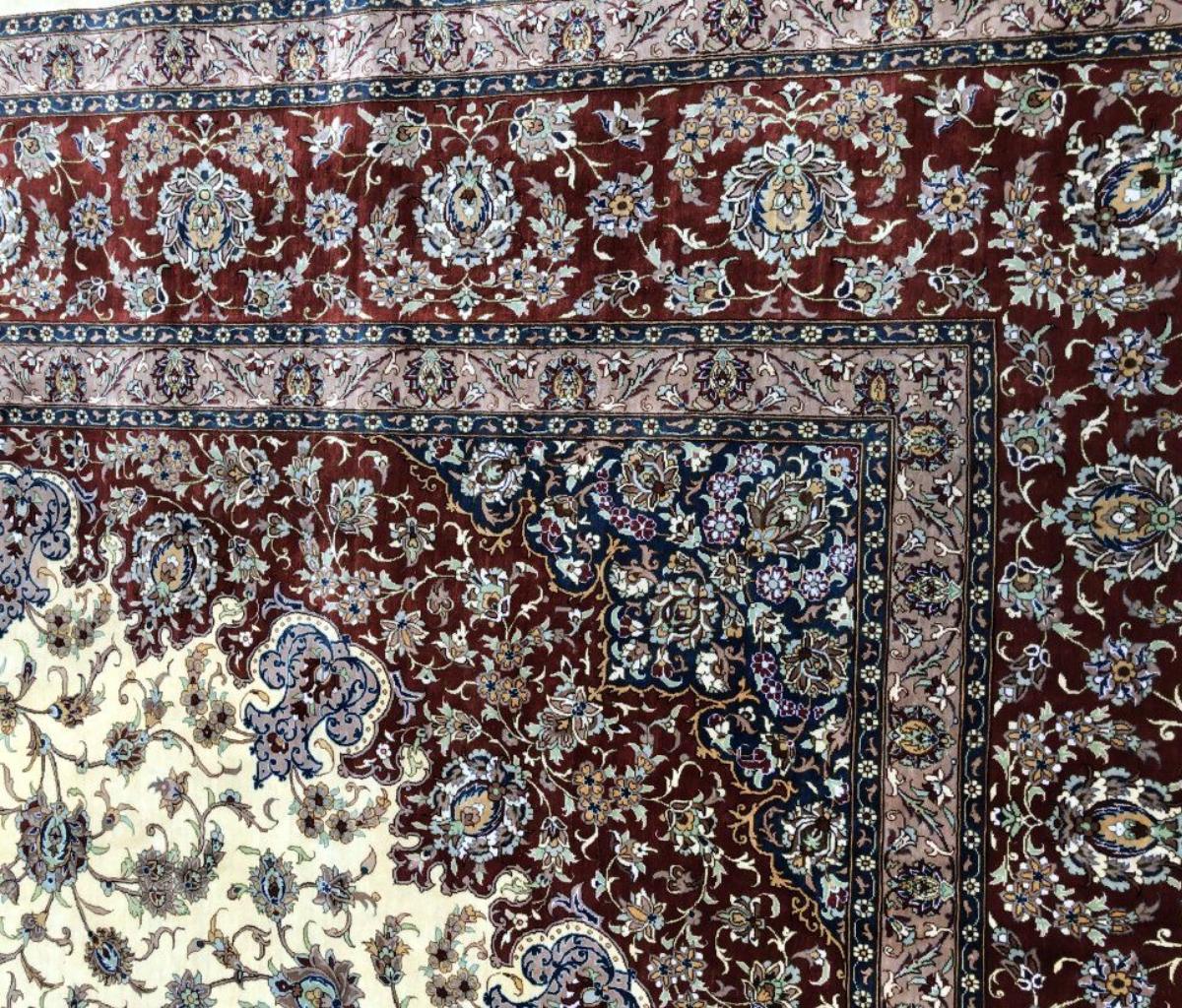 Late 20th Century Very Fine Large Persian Silk Qum Rug 10' x 13' For Sale