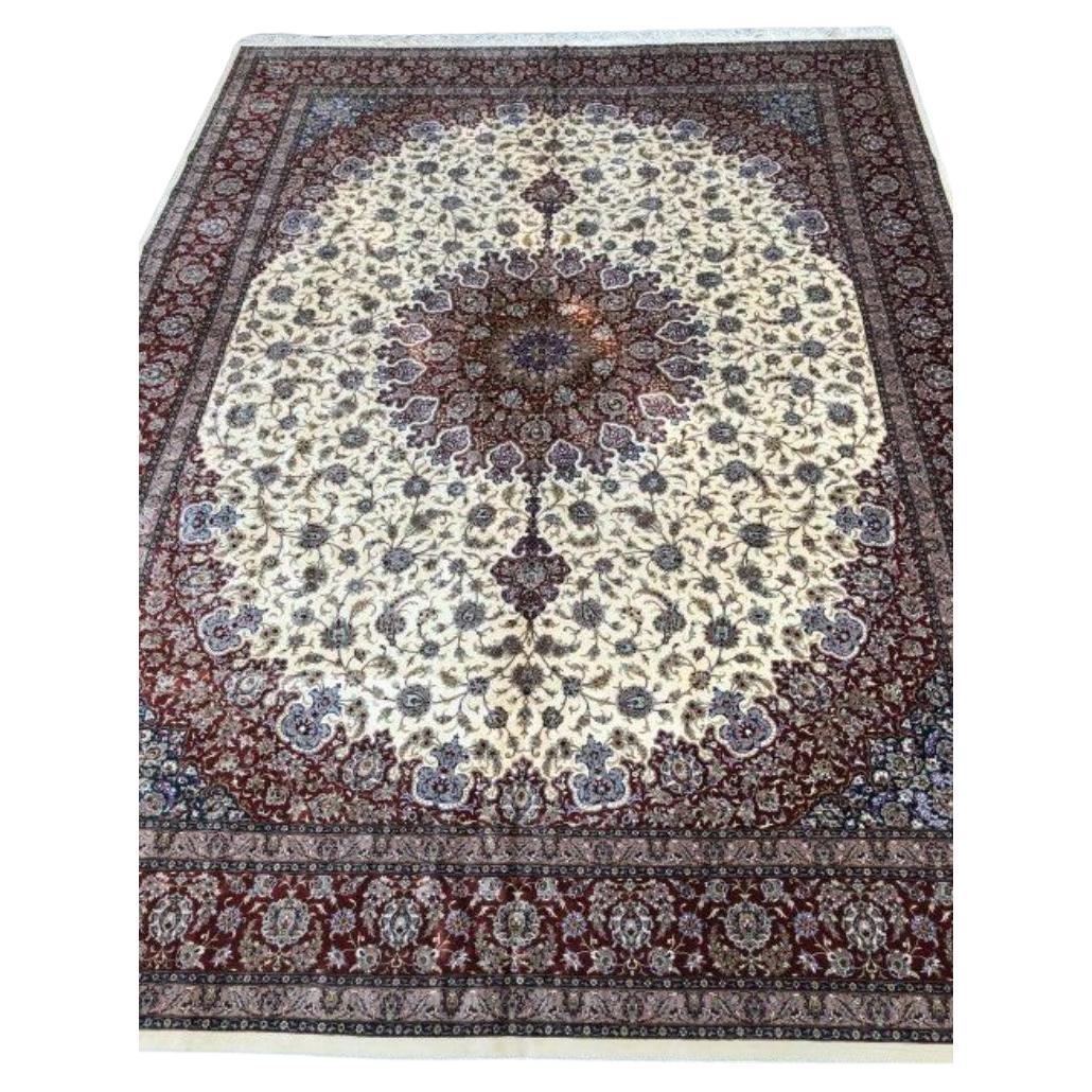 Very Fine Large Persian Silk Qum Rug 10' x 13'