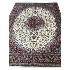 Très beau tapis persan en soie Qum de 10' x 13'