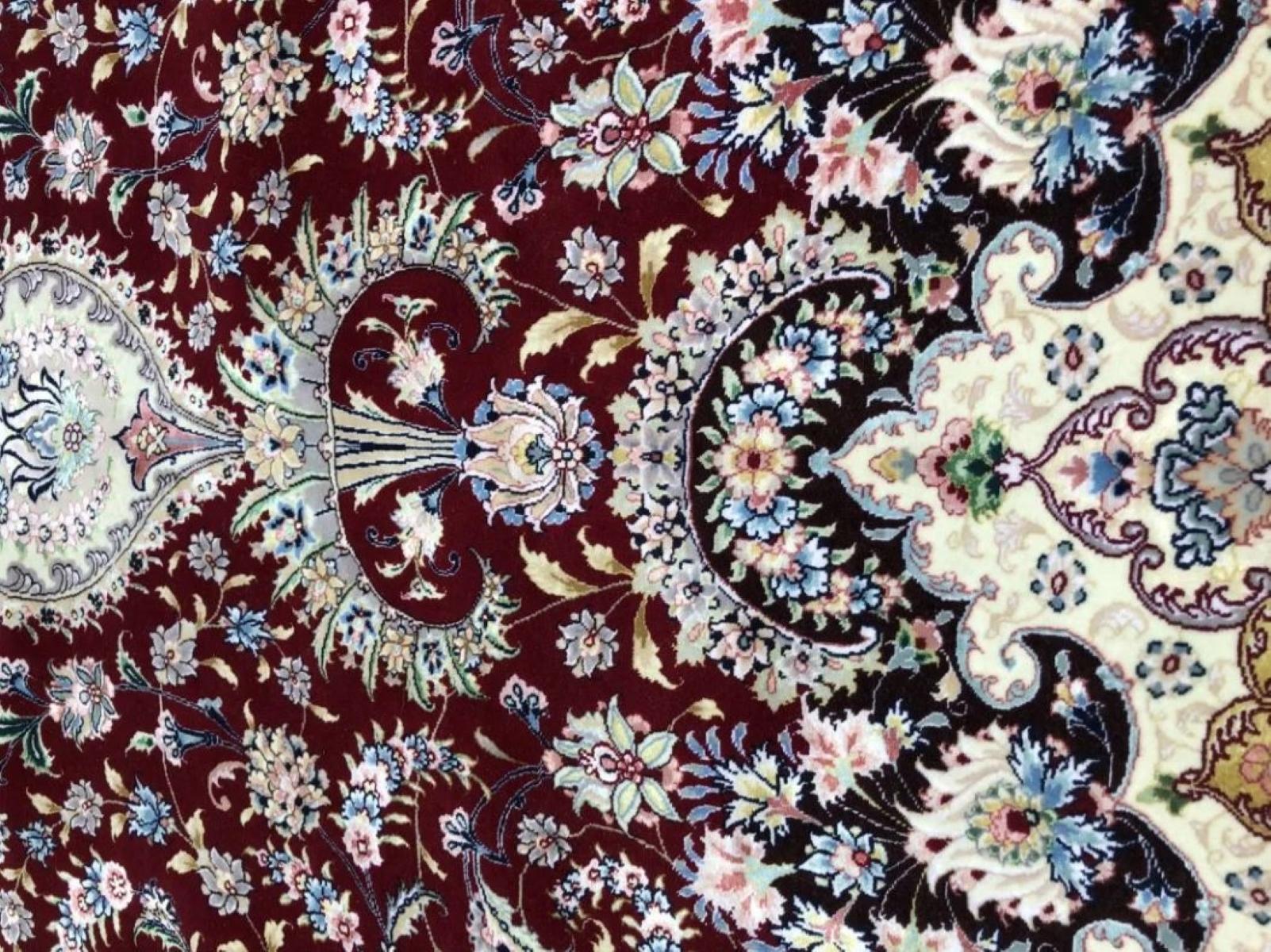 Très beau tapis persan en soie Qum 11,1' x 14,8' en vente 4