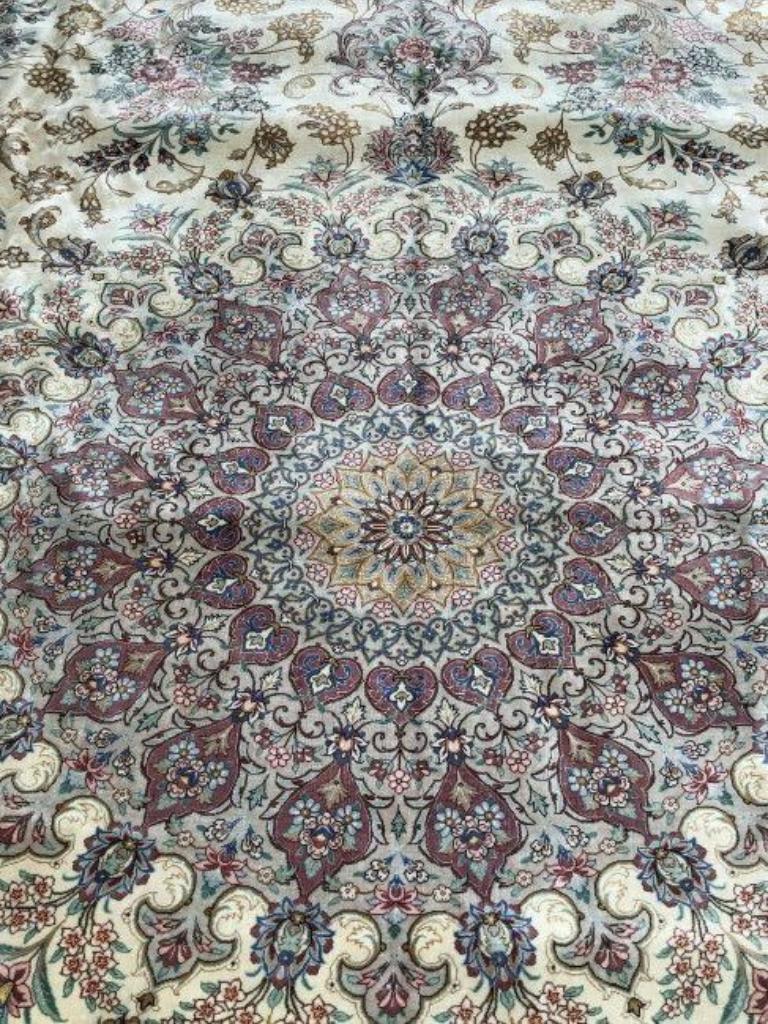 Hand-Knotted Very Fine Large Persian Silk Qum Rug 11.1' x 14.8' For Sale