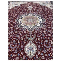Feiner großer persischer Qum-Teppich aus Seide 11,1' x 14,8'