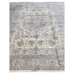 Retro Very Fine Large Persian Silk Qum Rug 11.1' x 14.8'