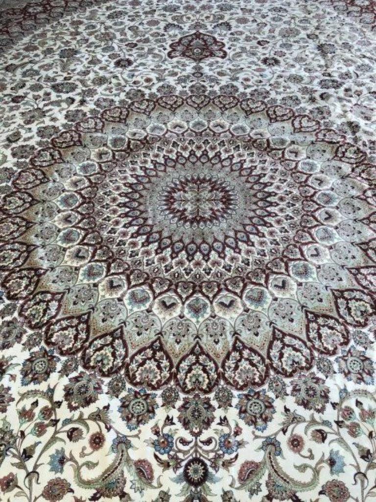 Hand-Knotted Very Fine Large Persian Silk Qum Rug 14.7' x 21.4' For Sale