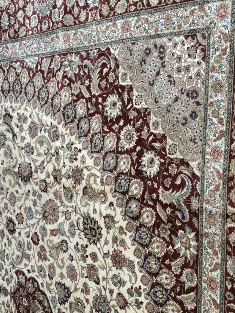 Late 20th Century Very Fine Large Persian Silk Qum Rug 14.7' x 21.4' For Sale